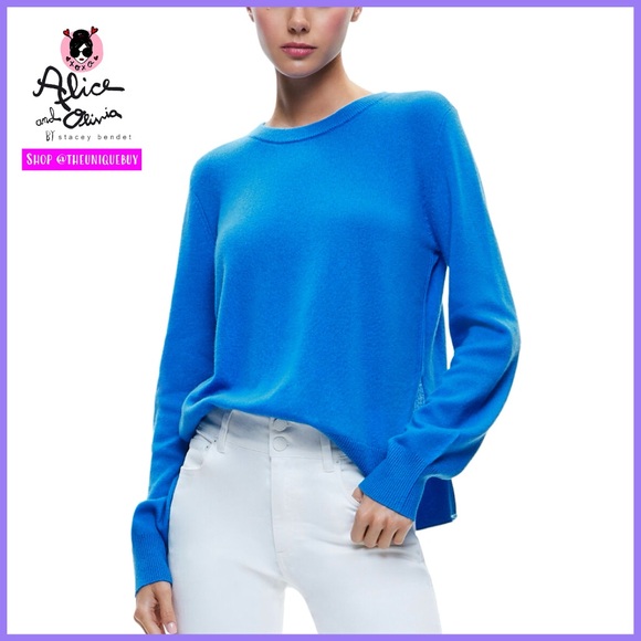 Alice + Olivia Sweaters - Alice + Olivia Angie Wool & Cashmere Blend Blue Pullover Sweater